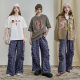 Fairy pocket full print casual wide-leg pants for women 2025 spring new loose lazy style paratrooper pants