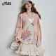 Fairy Pocket Cat Printed V-neck Knit Cardigan Women's 2025 Spring New Style Design Sense Lazy Style Top
