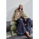 Fairy pocket full print casual wide-leg pants for women 2025 spring new loose lazy style paratrooper pants