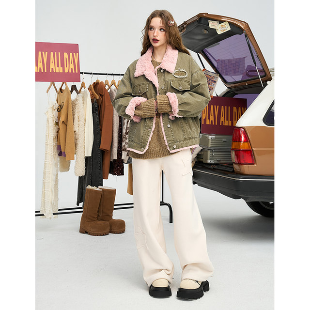 Fairy's Pocket Loose White Wide Leg Pants Women's 2024 Winter New Style Drape Loose Velvet Casual Pants
