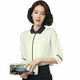 Spring and Autumn White Shirt Women's Middle Sleeve Shirt New Style 2025 Summer Business Professional Interview Doll Collar Round Collar Top
