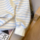 Little C home Korean striped cartoon puppy embroidered sweatshirt for women 2025 spring new loose round neck age-reducing top
