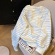 Little C home Korean striped cartoon puppy embroidered sweatshirt for women 2025 spring new loose round neck age-reducing top
