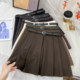 Retro pleated sweater suit woolen skirt for women in autumn and winter thickened hips A-line versatile slim skirt