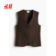 HM women's horse clip 2025 summer new soft simple fashionable casual woven V-neck suit vest 1261595
