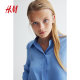 HM women's summer shirt lapel long sleeve casual simple commuter long sleeve top 1220978
