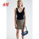 HM women's skirt summer fashionable high waist A-line slim mini plaid skirt 1245508
