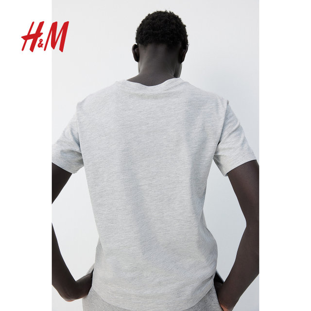 HM women's T-shirt summer fit simple casual and fashionable round neck short sleeve inner top 0963662
