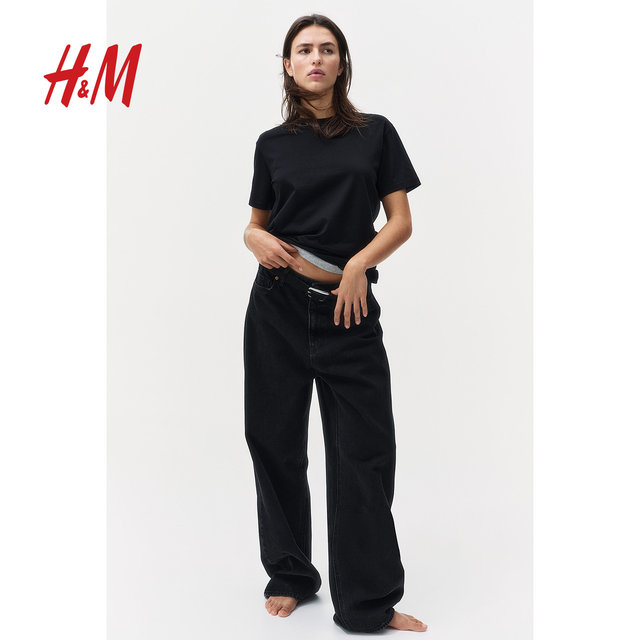 HM women's T-shirt summer simple casual haze color round neck short-sleeved top 0963662