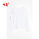 HM women's T-shirt summer elastic round neck soft comfortable casual long-sleeved sweat top 1191700
