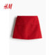 HM women's red skirt summer new velvet A-line short skirt 1271132
