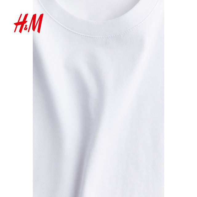 HM women's T-shirt 2025 summer new simple cotton casual round neck short-sleeved top bottoming 0963662
