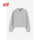 HM women's short jacket summer loose rib felt grey bomber jacket 1209974
