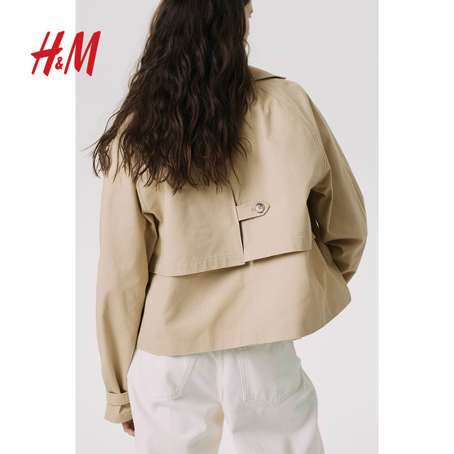 HM 2025 summer new women's short trench coat long sleeves 1259401