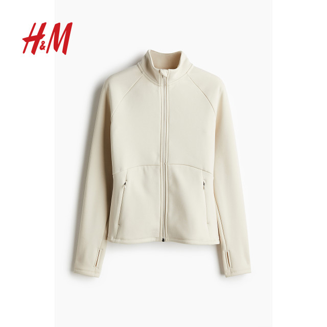 HM Women's Sports Jacket 2025 Summer New Stand Collar Warm Running Fitness Long Sleeve Jacket 1258747
