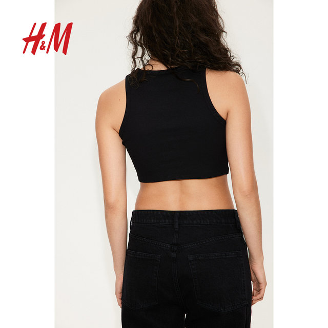 HM women's vest in autumn hot European and American dopamine girls' outfit inner round neck sleeveless suspender 1049251