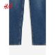 HM women's pants summer elastic high waist slightly elastic casual slim nine-point jeans 0941666