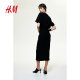 HM women's skirt summer slim crepe woven high waist wrap half-length skirt1247084
