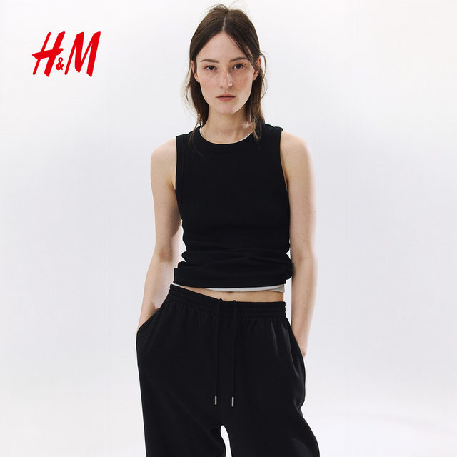 
HM Women's Vest 2025 Fall New Ribbed Soft Comfort Sleeveless Slim Sleeveless Casual Sling 1250800