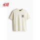 
HM men's and women's T-shirts summer loose print American couple's letter pattern round neck short-sleeved top 0967955