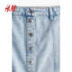 HM Women's Skirt 2025 Summer New Casual Fashion Mini A-line Button Denim Skirt 1277131
