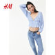 HM Women's Shirt 2025 Summer New Fashion Wrinkle Square Collar Printed Long Sleeve Shirt Top 1274081
