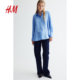 HM women's summer shirt lapel long sleeve casual simple commuter long sleeve top 1220978
