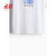 HM Women's T-shirt 2025 Summer New Oversized American Printed Round Neck Micro-Shoulder Short Sleeve Top 1274174
