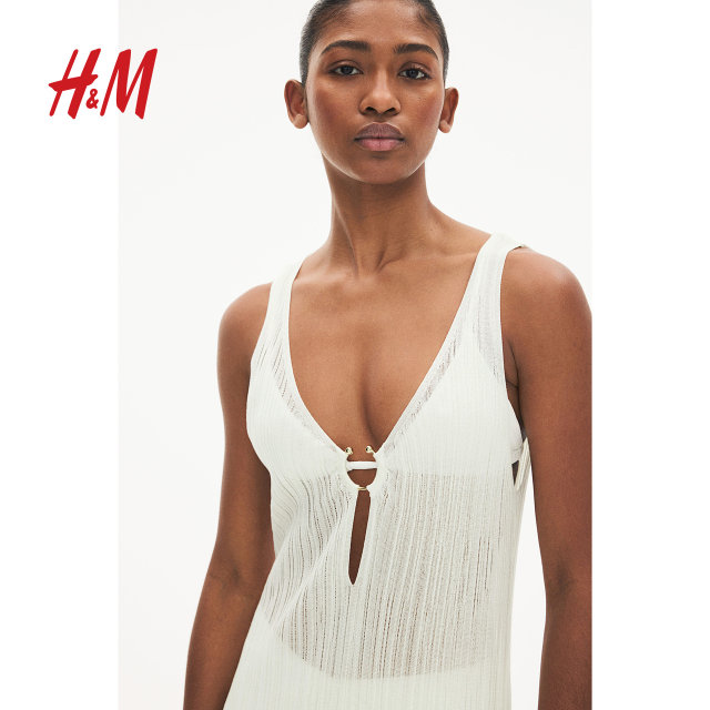HM Women's Vest Sling Dress 2025 Summer New Rib Knitted Beach Dress 1271310