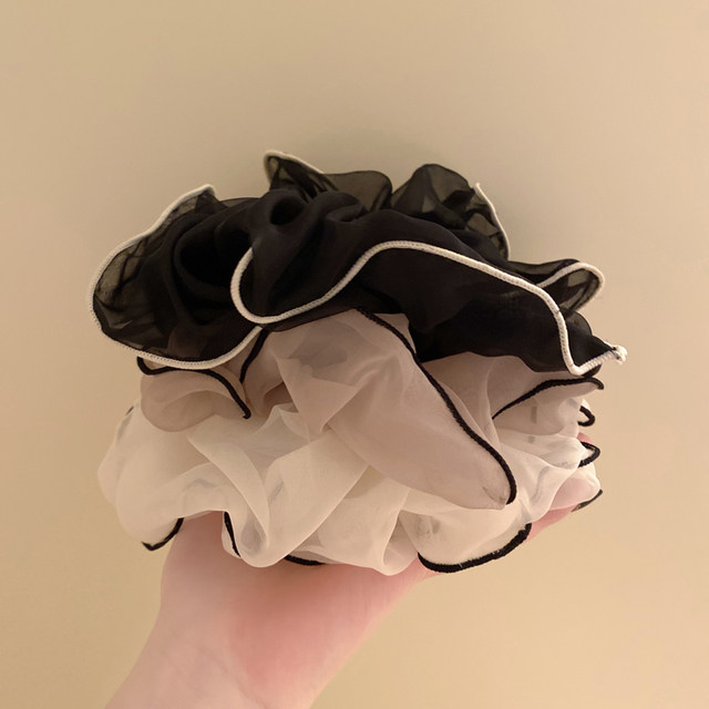 Temperature streamer large intestine hair ring forest fairy beauty high-end temperament flower ponytail mesh headdress summer