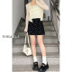 Black floral short skirt for women in summer new large size fat mm high waist slim pear-shaped body retro a-line skirt