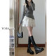 White lace puff cake short skirt Female summer new large size fat mm high waist high waist thin small A -line skirt