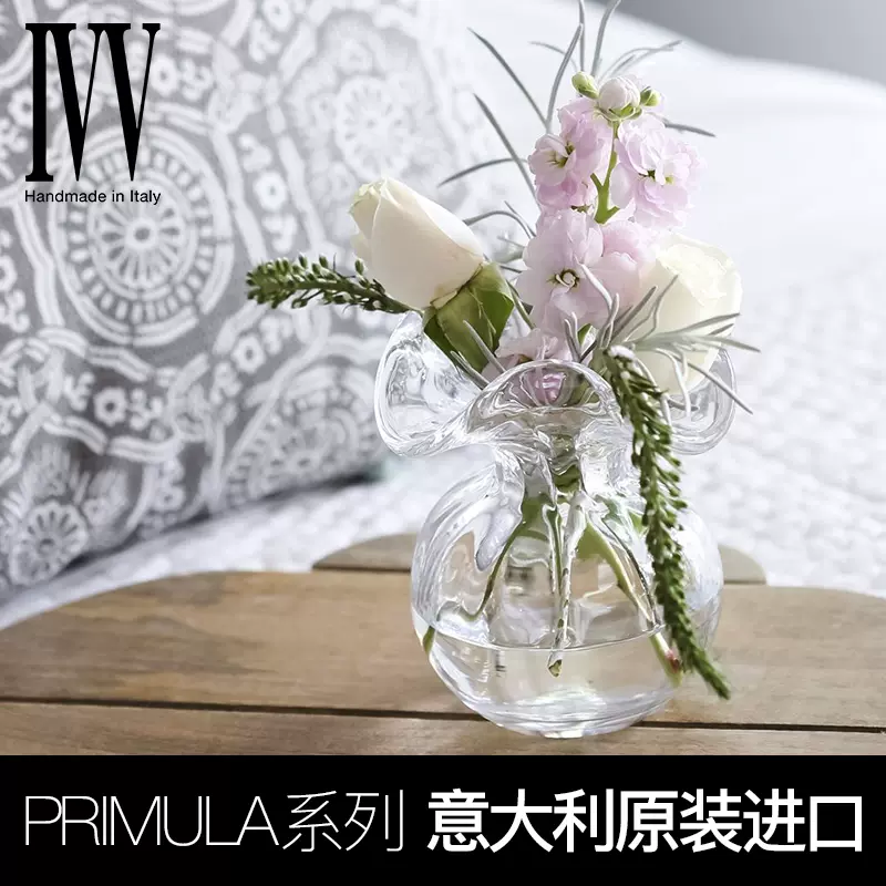 意大利ivv水晶玻璃花瓶装饰摆件客厅水养欧式简约轻奢透明花瓶