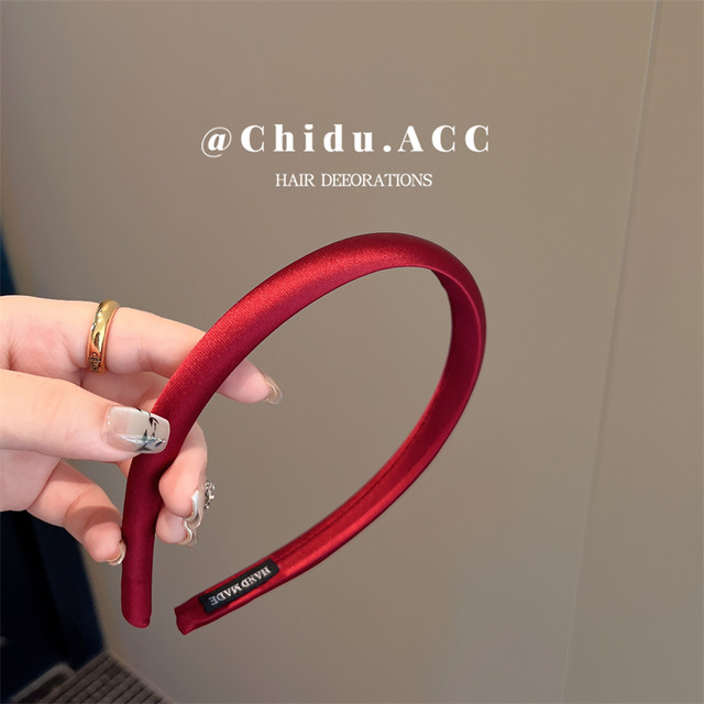 High-end satin headband spring and summer all-match outdoor card headwear internet celebrity 2024 new thin face wash headband