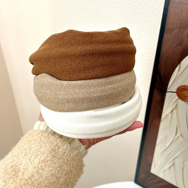 French retro wide-brimmed headband, autumn and winter versatile solid color hairpin headband, high-end, fashionable and high-head headband