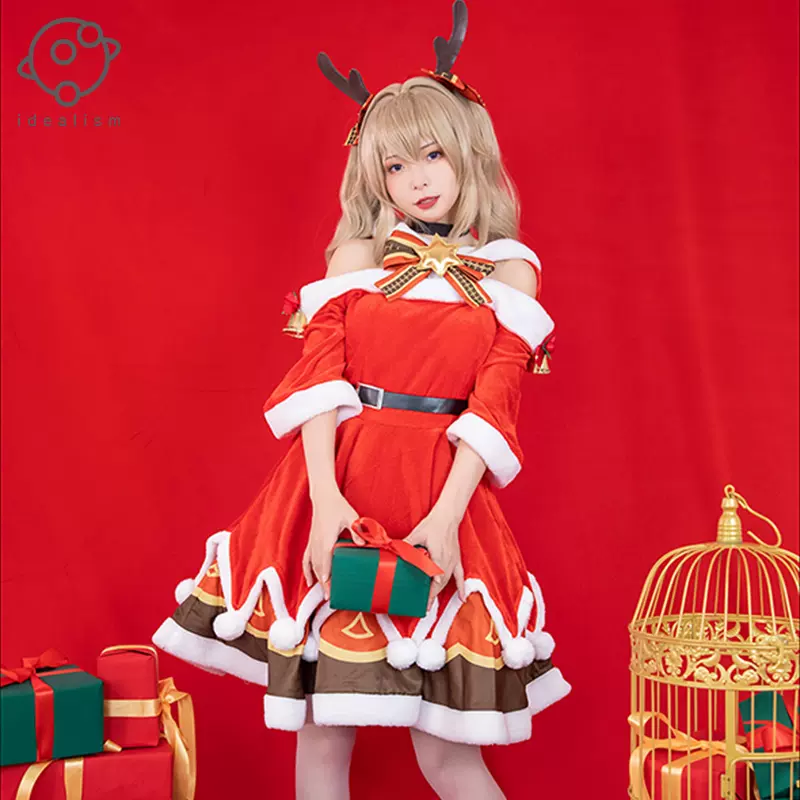 理想原神芭芭拉cos服圣诞礼服小裙子游戏动漫全套cosplay