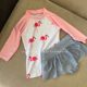 
Children's split swimsuit girl baby baby and toddler triangular skirt shorts long sleeve sun protection quick-drying beach swimsuit