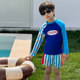 Boys swimsuit 2025 new children's split long-sleeved sun protection swimsuit small, medium and big children's baby beach vacation set