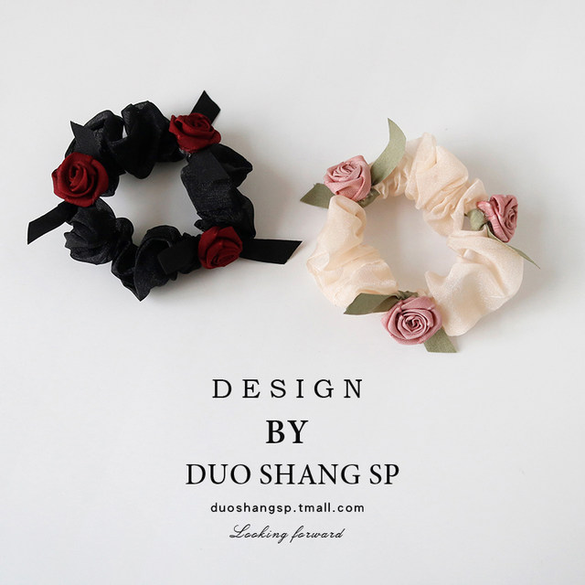Romantic rose flowers, large intestine ropes, head rope female European yarn tie the bracelet, high elasticity, sweet tie the horsetail hair rope
