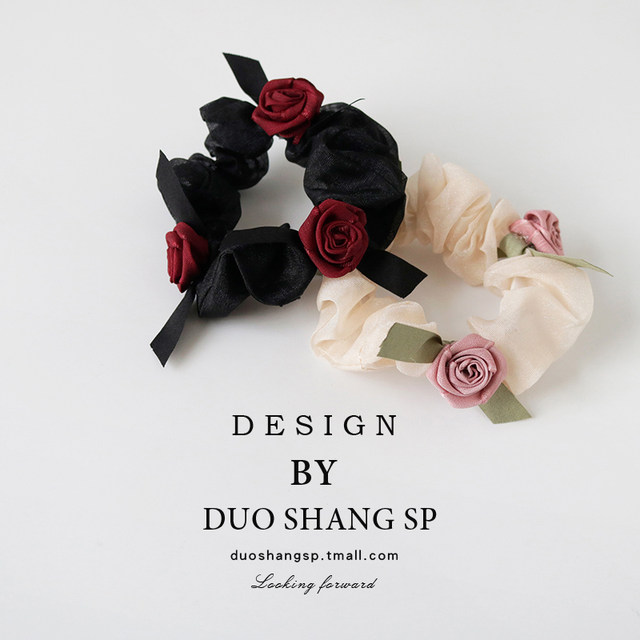 Romantic rose flowers, large intestine ropes, head rope female European yarn tie the bracelet, high elasticity, sweet tie the horsetail hair rope
