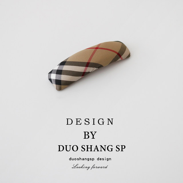 Retro checked cloth art hair clip female autumn and winter side holding temperament back of the head of the head hair broken hair bangs BB clip headdress
