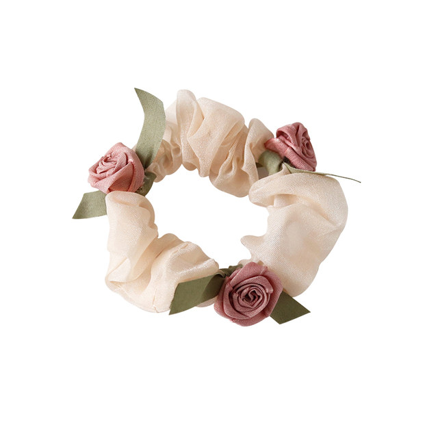 Romantic rose flowers, large intestine ropes, head rope female European yarn tie the bracelet, high elasticity, sweet tie the horsetail hair rope
