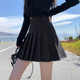Pleated skirt for women in summer high waist A-line slim and sweet college style suit fabric high short skirt gray skirt pants