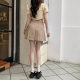 Pocket pleated skirt for women with summer high waist A-line slim and versatile Korean style short skirt suit fabric khaki skirt