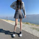 Pleated skirt for women in summer high waist A-line slim and sweet college style suit fabric high short skirt gray skirt pants