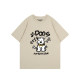 Oversize loose large version of gray short-sleeved T-shirt for women design sense cartoon dog print super hot shoulder top