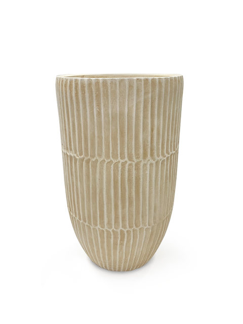 Chaozhou factory direct sales vertical pattern high-end European and American magnesium mud vase home office homestay decoration green plants imitate ancient
