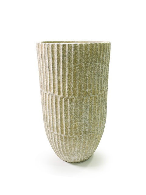 Chaozhou factory direct sales vertical pattern high-end European and American magnesium mud vase home office homestay decoration green plants imitate ancient
