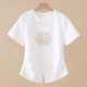 2025 new summer new Chinese short-sleeved T-shirt for women with embroidered round neck slim Chinese style large size loose slim top
