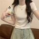 Round neck, right shoulder, pink t-shirt, women's short-sleeved summer American slim-fitting short high-waist hot girl pure desire t-shirt top